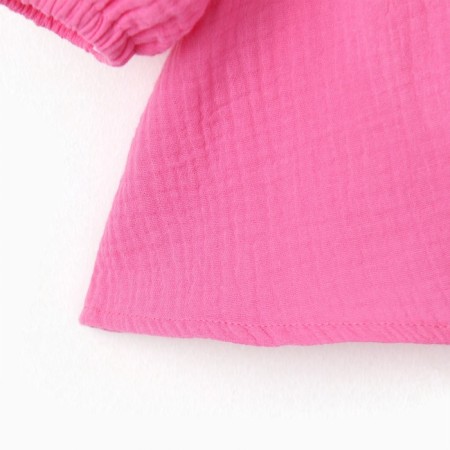 Children's dress with long sleeve KAFTAN "Muslin", size 28 (86 -92 cm) pink color-12