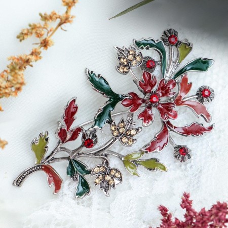 Brooch "Tree of Autumn", colored in black silver-1