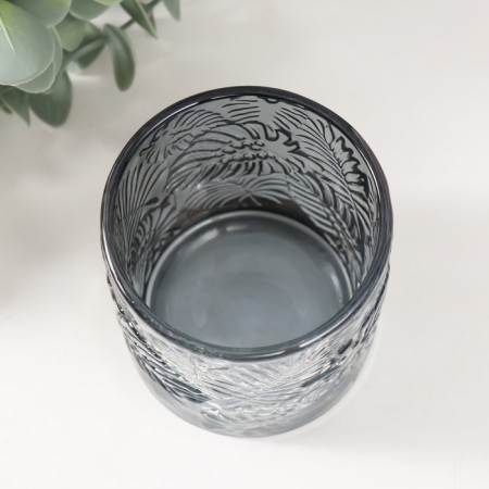Bank for candles glass "Palm leaves" Transparent black 200 ml 7x7x8 cm-2