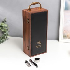 Casket wood, leatherette for a bottle 