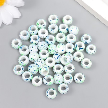 Beads for creativity plastic "Spray paint. Blue on white" D = 1 cm set 20 g-2