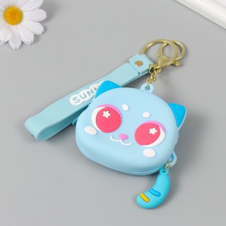 A keychain wallet with a carbine, strap silicone "Lunar kitten" 3.2x8.3x7.3 cm-1