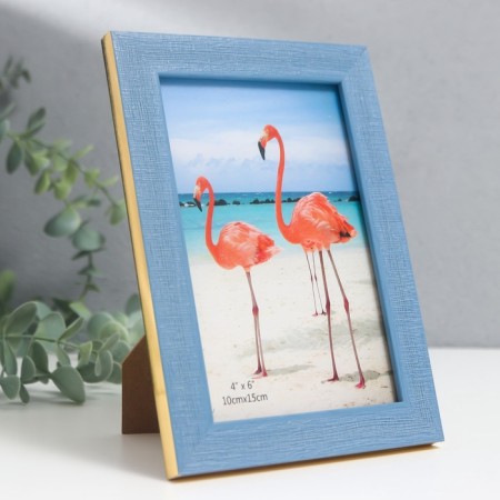Photo frame plastic 10x15 cm "Lenon bright blue" Golden stroke 17.5x12.5 cm-2