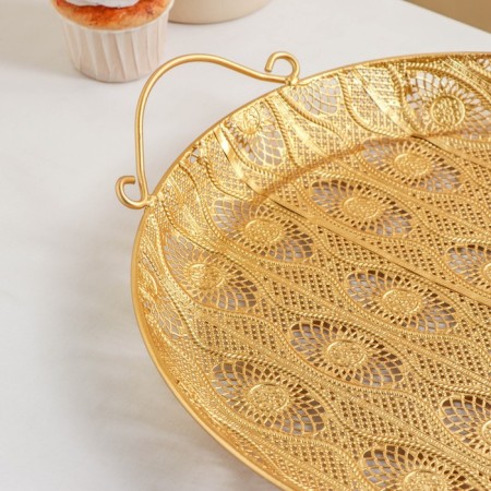 Renaissance tray, 39.5 × 34 × 3.5 cm, gold color-1