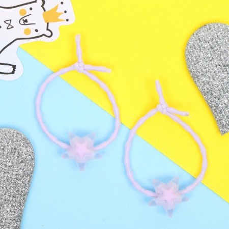 Hair elastic band "Cuckus" (set 2 pcs) stars, 3 cm, mix-3