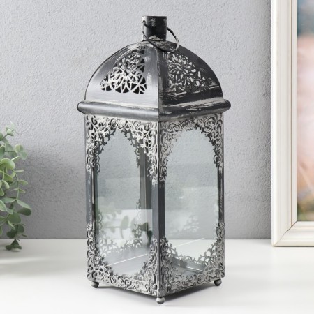 Climber Metal Lantern "Flower and Patterns" 13x13x33 cm-3