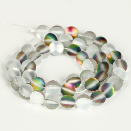 Busins ​​made of natural stone "Cat Eye", set 46 pcs., Size 1 pc. - 8 mm, matte gray-2