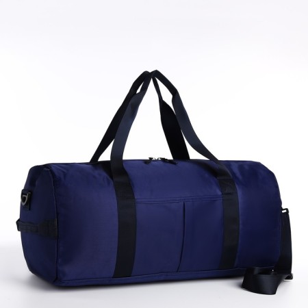 Board Road on a zipper, external pocket, shoe detachment, suitcase holder, long belt, blue color