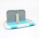 Dog toilet 46.5 x 35.5 x 5.5 cm, with a wall, a removable grate and a column, blue