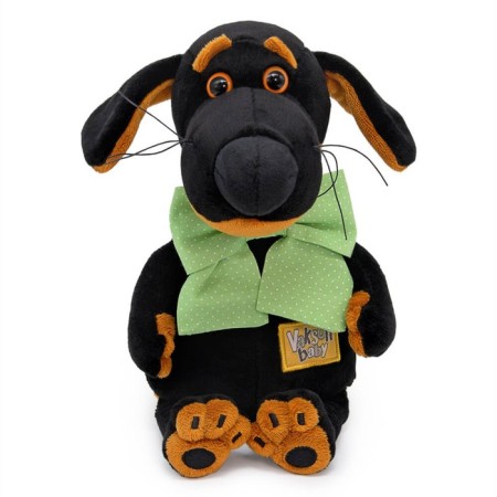 Baby Vaxon soft toy, with a green bow in polka dots, 19 cm