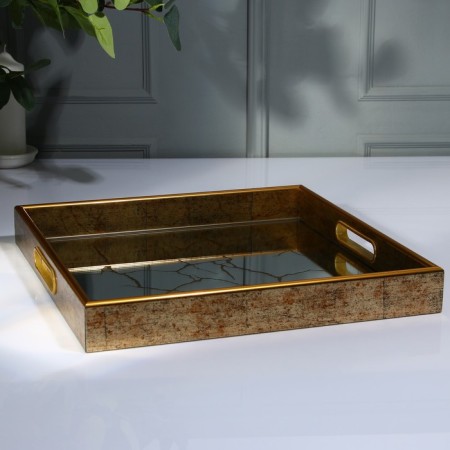 Plastic rectangular tray with the mirror "Patterns", 37 x 37 x 4.5 cm Soldier-7