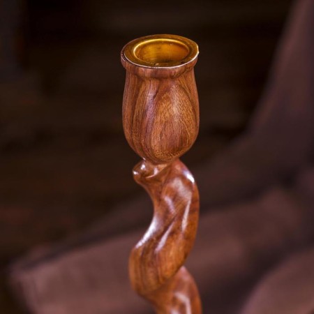 Spiral's candlestick wood 8x8x24 cm-3