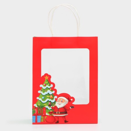 Gift package with the window "Santa Claus" 19 x 26 x 13 cm, red-1