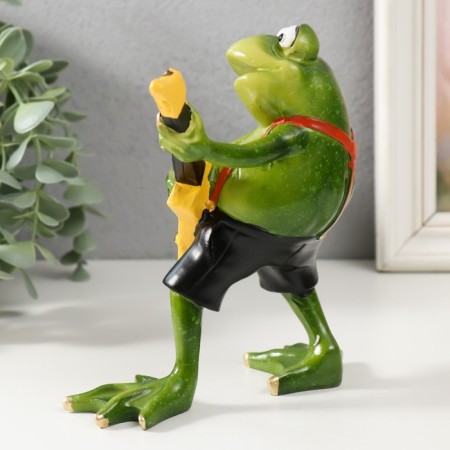 Souvenir Polystone Lak "Frog with Electrihitara" 7.5x14.5x15.5 cm-3