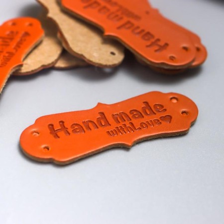 Handmade tag, skin, brown 1.5x4 cm-1