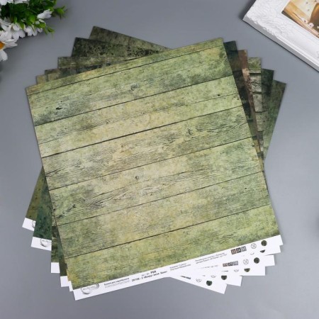 A set of paper for scrapbooking "Around me khaki" 6 sheets, 30.5x30.5 cm, 190 g/m2
