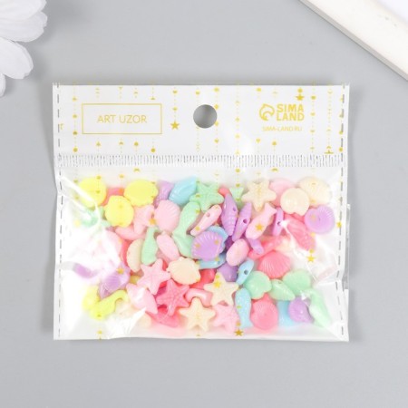 Beads for creativity plastic "Sea. Pastel colors" set 78 pcs 15 g 1x1 cm-5