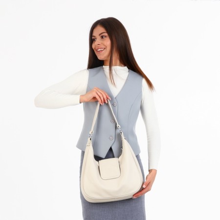 Lurch bag with lightning, external pocket, long belt, beige color-9