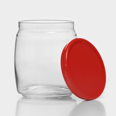 Bank for bulk products Cesni, 920 ml, red plastic cover-1