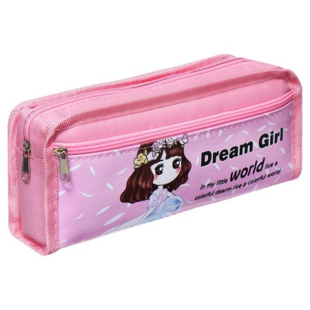 School Penal on the zipper Calligrata "Anime", 2 departments, pink