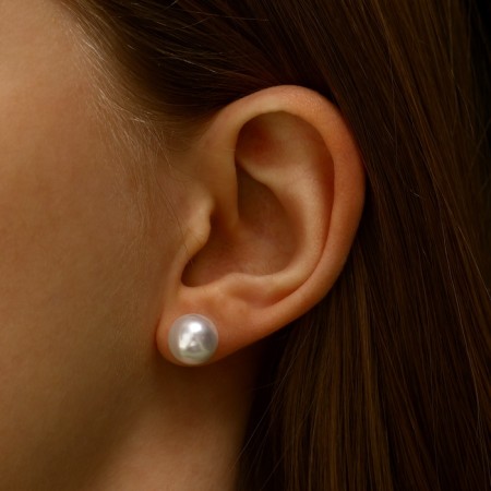 Earrings with pearls "Bride" bead d = 1 cap, white color-3
