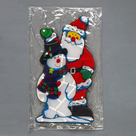 LED figure "Santa Claus and Snowman" 24 × 45 cm, plastic, 220 V, glow of multi (RG/RB)-4