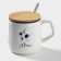 Ceramic mug with a lid and spoon "Star", 350 ml, white color