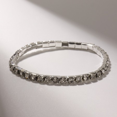Bracelet with rhinestones "ice" 1 row, white color in silver, 4 mm-1