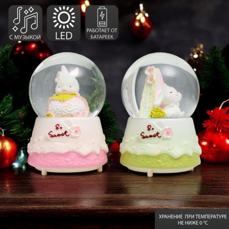 Souvenir Polystone Water Ball Light, Music "Bunny and Cake" MIX13x8x8 cm