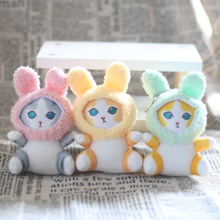 Soft toy "Kitik", in a costume bunny, on a key fob, 11 cm, color mix