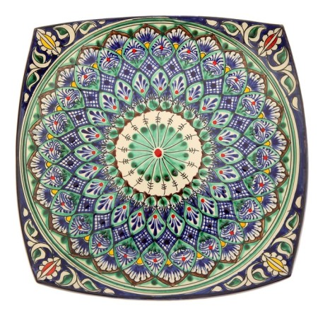 Largan Rishtan ceramics "Patterns", 25 cm, square, blue, mix-5