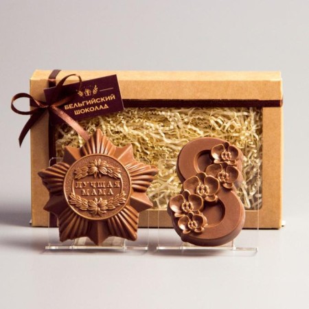 Chocolate figures, 2 in 1 “Best Mom + March 8 Orchid”, 160 g-2