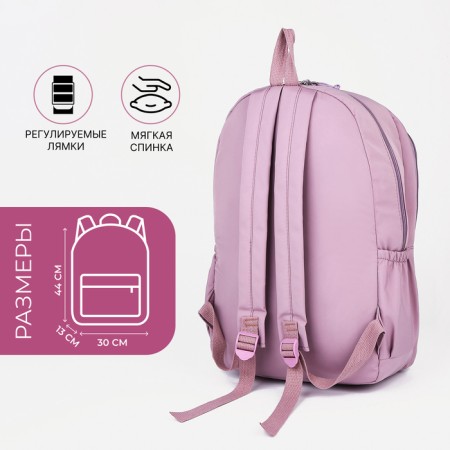 School backpack from textiles on lightning, 3 pockets, lilac color-1
