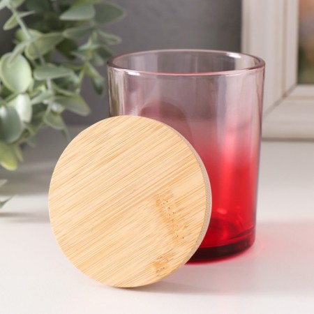 Bank for candles glass with a red gradient lid 220 ml 7x7x8.4 cm-1