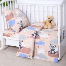 Baby panda bedding, beige color, 112x147cm, 110x150cm, 60x60cm, calico 142g/m, 100% cotton