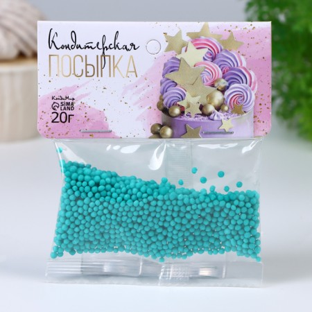 Confectionery sprinkle, balls green mother -of -pearl 2 mm, 20 g-1