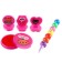 Drawing set: printing 3 pcs., Stamping pillow, pencil 7 colors, pink color