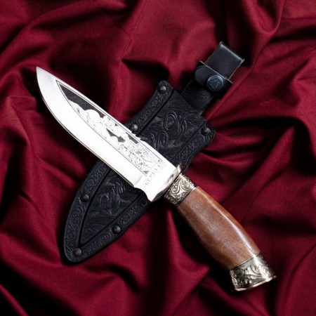 Caucasian knife, tourist "Golden Eagle" with scabbard, guard, steel - 40x13, 15 cm-4