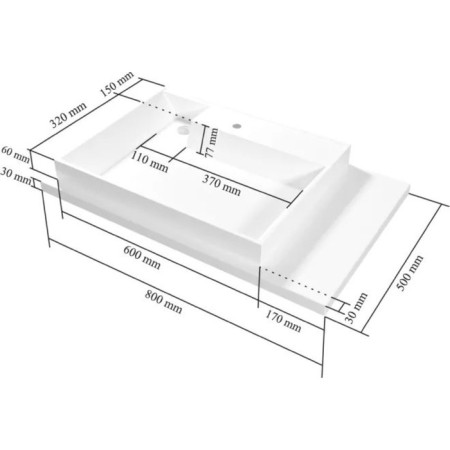 Santa Santa "Jupiter" 900121, above the washing machine, 800x500 mm, right, without brackets 973895-3