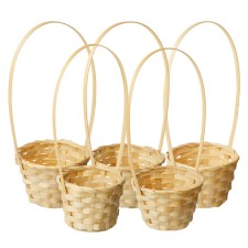A set of wicker baskets, D13 x H9.5/28cm, bamboo, natural, 5 pcs
