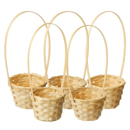 A set of wicker baskets, D13 x H9.5/28cm, bamboo, natural, 5 pcs