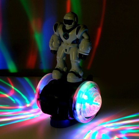 The robot is "patrol", light and sound effects, works from batteries, mixtures-3