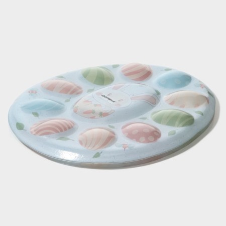Glass stand for eggs “Bunny”, 24 × 20.6 cm, 10 cells, blue color-6