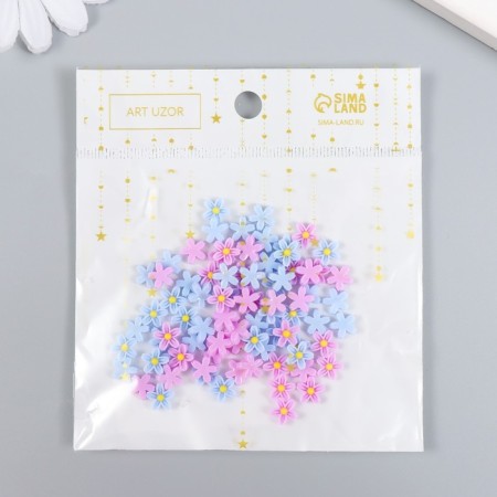 Decor for creativity plastic "forget -me -nots blue and lilac" set of 70 pcs mix 0.8x0.8 cm-3