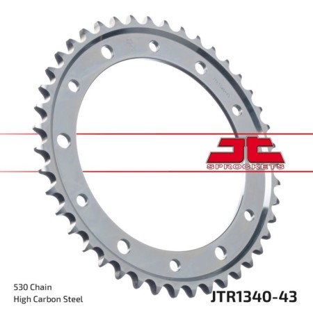 The rear star, driven JTR1340 steel, chain 530, 43 teeth