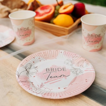 Disposable paper plate Team Bride, set 6 pcs, 18 cm-2