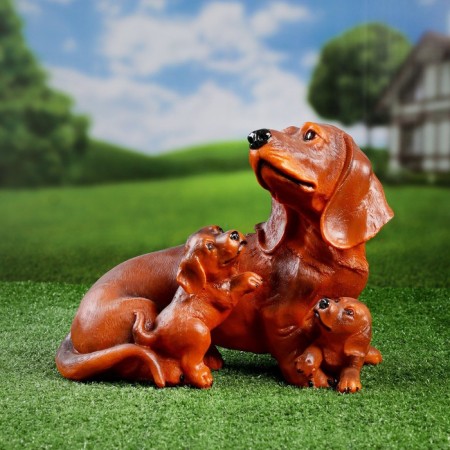 Garden figure "Dachshund with puppies" 19x24x32cm