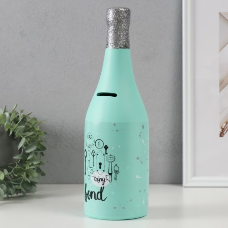 Pig a piggy bank Ceramics "Channel Bottle" Mint 9.5x9.5x30 cm-3