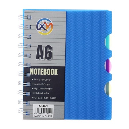 Notepad on the crest A6, 100 sheets, line, plastic cover, with neon divisors, mix-6