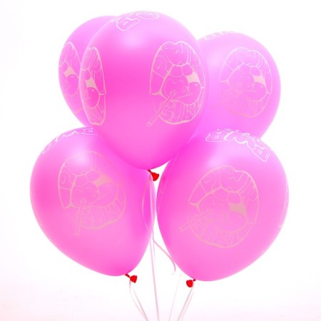Latex ball 12 "" One ", pastel, set of 5 pcs., Fuchsia colors-2